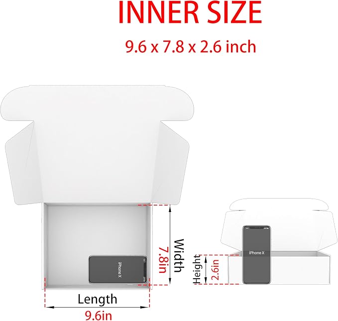 10x8x2.7 Shipping Boxes (25pcs) Black Mailer Corrugated Cardboard Box | for Packaging, Literature, Packing, Mailing, Storage, Small Business, Moving, Gift, Supplies, Quick Fold, Tab Locking
