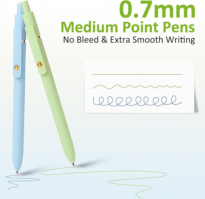 FIOVER Colored Gel Pens 6 Pack 0.7mm Medium Point Pens for Journaling | Quick-Dry Ink, Smooth Writing Colorful Pens for Note Taking, Doodling, Aesthetic Office School Supplies, Gifts for Women Men
