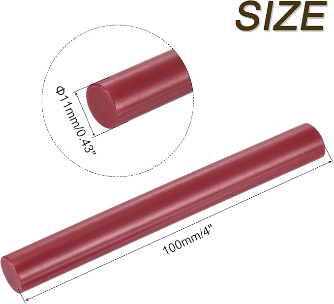 uxcell 30pcs 11mm x 100mm Mini Hot Glue Gun Sticks 4-inch x 0.43-inch High Sticky Large Hot Glue Sticks for Glue Gun, Wine Red