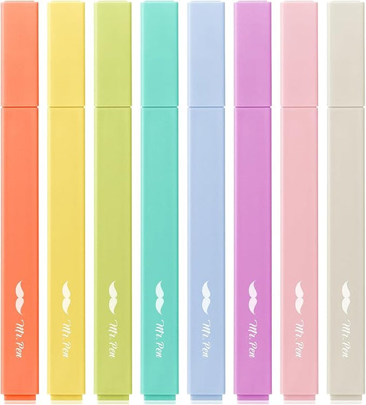 Mr. Pen- Aesthetic Highlighters No Bleed, 8 Pack, Assorted Colors | Chisel Tip, Cute Highlighters Assorted Colors for Journaling, Highlighting, Underlining, Fast Dry, Back to School Supplies