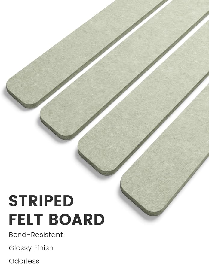 Fluxynara 13" x 2" Felt Wall Panels, Sage | 5-Pack Includes 35 Push Pins and Adhesive Tabs for Photos, Notes and Decor in Bedroom Doors, Home Office or Studios