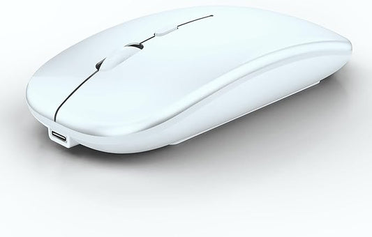 Wireless Bluetooth Mouse Rechargeable Laptop Mice Silent Slim Use(BT5.2 and 2.4G Portable USB Receiver) Dual Mode Computer Mouse for Laptop/iPad/Tablet/Apple/Computer/Mac(Bright White)