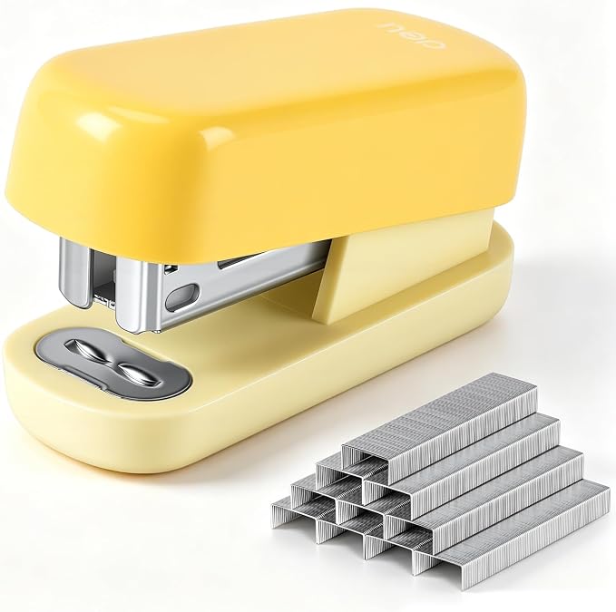 Deli Mini Stapler with 830 Staples, Small Cute Desk Staplers, 25 Sheet Capacity, Yellow