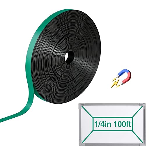 CHUNNIAO 1/4" x 100' Green Magnetic Tape for Whiteboard in Classsroom&Office,Fine Line Gridding Tape,Thin Strip Magnets,Teacher Supplies