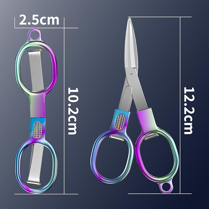2 Pcs Folding Stainless Steel Portable Mini Travel Scissors, Safety Foldable Pocket Badge Small Scissors All Purpose for Travel, Home, Office, Craft, Sewing, Nurse Accessories