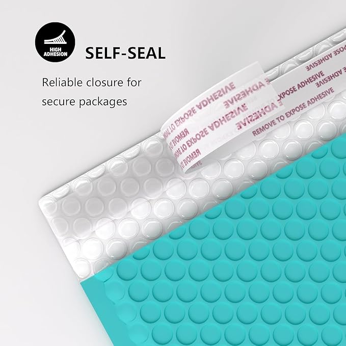 10 x 13 Inch Bubble Mailer 40 Pack, Waterproof Padded Envelopes with Strong Self-Seal Adhesive, Cushioning Shipping Bags with Bright Color for Small Business - Minty Blue