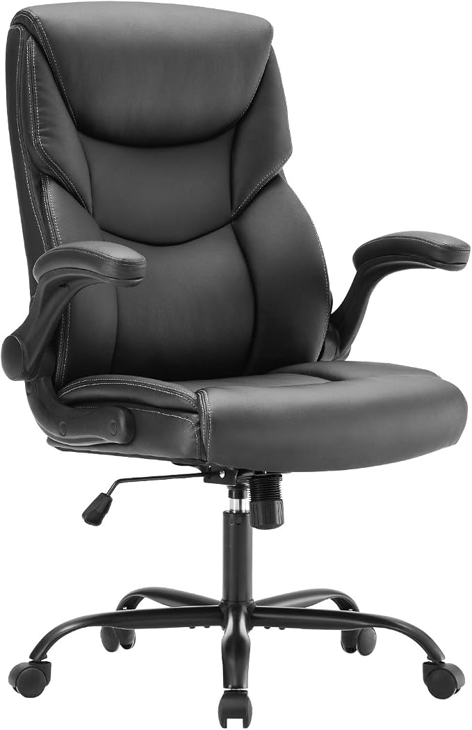 Sweetcrispy Heavy Duty Office Chair, Gaming Desk Chair 2 Pack | Flip-Up Arms, Adjustable Height, PU Leather Swivel Rolling Wheels, Computer Work, Inky