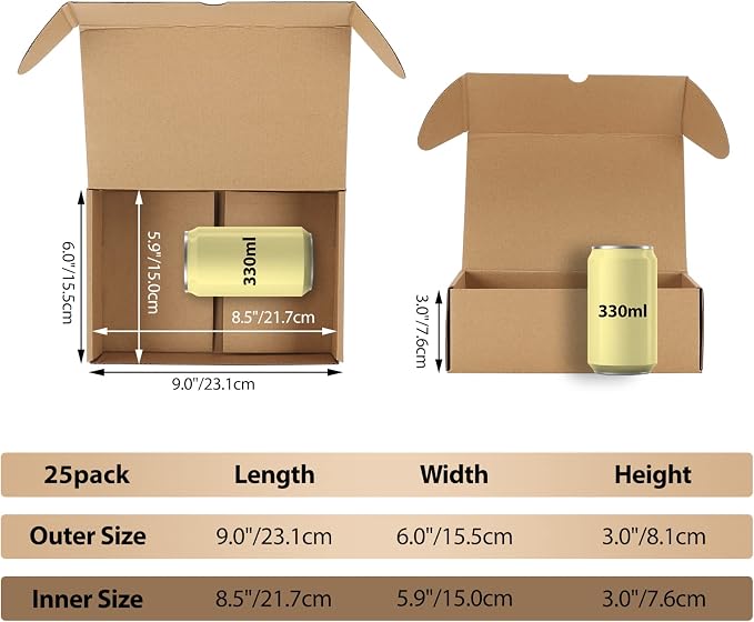 RLAVBL 9x6x3 Inches Shipping Boxes Set of 25, Brown Small Corrugated Cardboard Box, Mailer Boxes for Packing Small Business