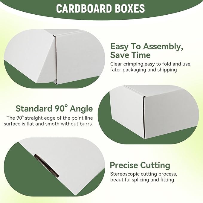 25 Pack 8"x6"x4" inch Small Shipping Boxes White Corrugated Cardboard Box for Small Business, Mailer, Shipping, and Packing