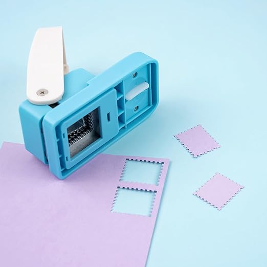 2Pcs Stamp Punches, 1x0.8 inch Rectangular Postage Stamp Shapes Puncher & 1" Square Craft Hole Punch, Lever Action Craft Punch for Paper Crafting Scrapbooking Stamping-Out Cutter Crafts Supplies Tools