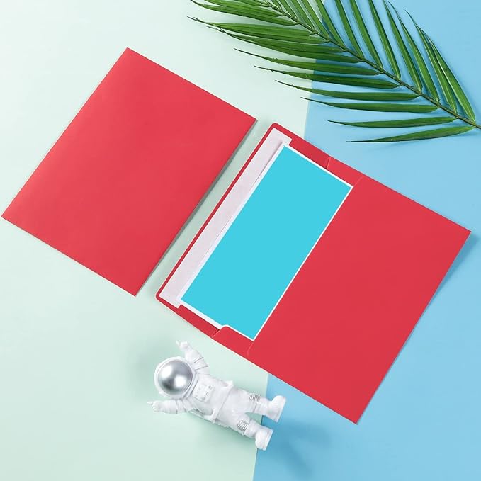 50 Pack 5 x 7 Envelopes Colored Self Seal for Wedding, Party Invitations, Greeting Cards, Announcements, Photos, 5.24 x 7.21 Inches (Red)