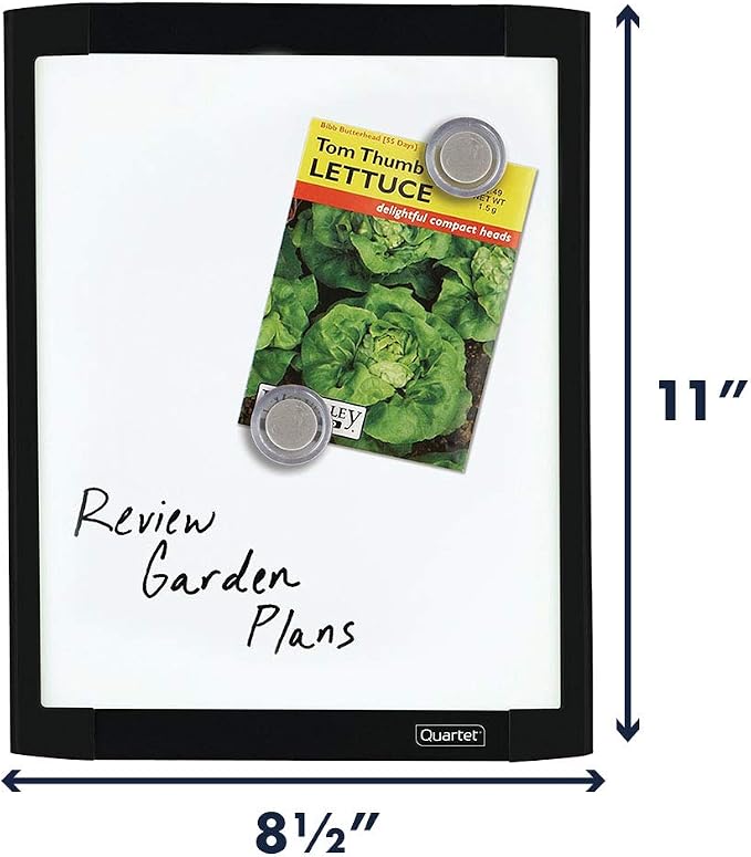 Quartet Magnetic Whiteboard, 8-1/2" x 11" White Board for Wall, Dry Erase Board for Kids, Perfect for Home Office & Home School Supplies, 1 Dry Erase Marker, 2 Magnets, Black Frame (MHOW8511-BK)
