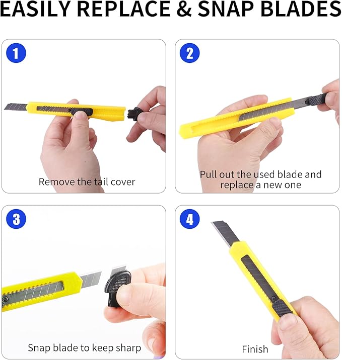 4 Pack Box Cutter Utility Knife, Mini Box Cutters Retractable Opener, Professional Razor Blade Knives, Small Snap Off Paper Knife by Untrytb