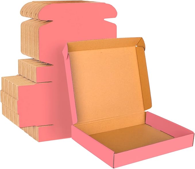 Pink Cardboard Corrugated Boxes - 13x10x2, 30 Pack - Shipping & Mailing Boxes