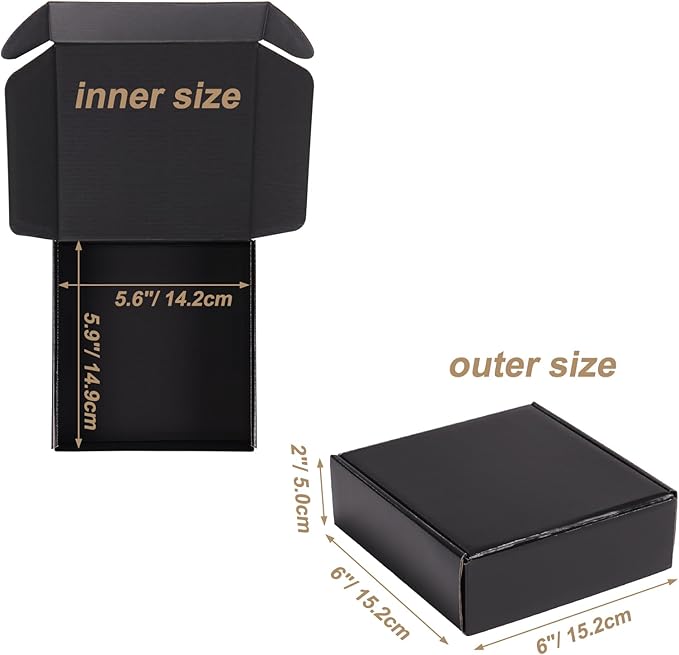 ZBEIVAN 6x6x2 Black Small Shipping Boxes, 30 Packs Corrugated Cardboard Mailer Boxes for Packaging Small Business Mailing Gifts Wrap Boxes with Lids