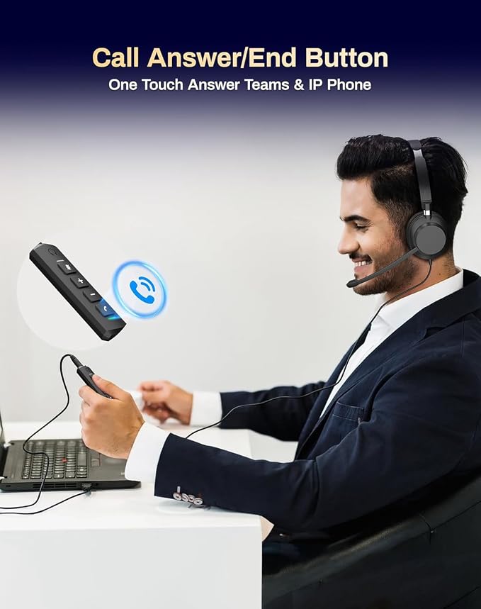 USB Headset with Microphone for PC/Office/Call Centers/Home | Computer Headset with Volume Control & Mic Mute,Compatible with Teams/Zoom/Skype