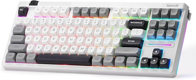 Redragon K729 PRO 80% Wireless Gasket RGB Gaming Keyboard, 3-Mode TKL Mechanical Keyboard w/Knob Control, Mix-Color PBT Keycaps, Hot-Swap South-Facing Socket & 5-Layer Dampener, Custom Silent Switch