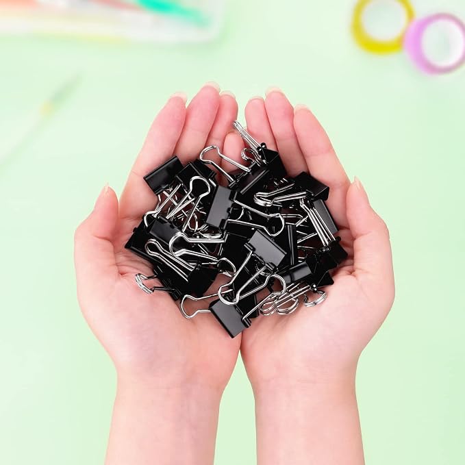 ZZTX 36 Pack Binder Clips 0.7 Inches Black | Paper Clamps Clips, Durable steel, Rust-resistant, Strong spring