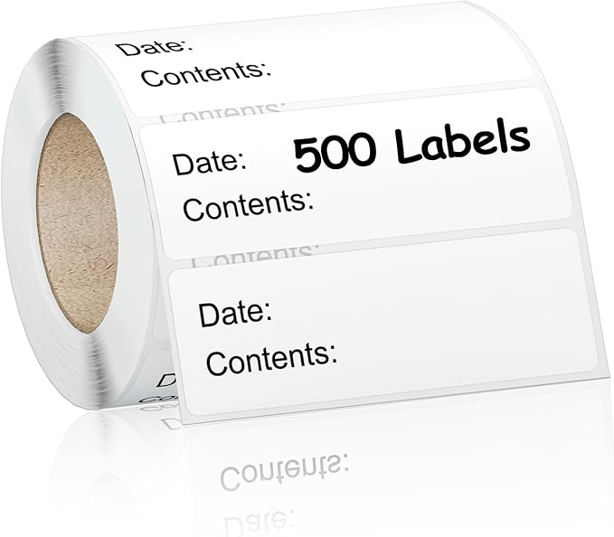 Kingtac 500pcs Food Freezer Labels, 1 x 3 Inch Removable for Food Containers, Mason Jar, No Residue Food Storage Labels Perfect for Kitchen Cannot be Torn