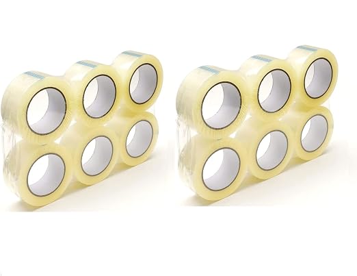 12 Rolls Clear Carton Shipping Box Sealing Packing Tape, 2" x 110 Yards 330' Ft, Heavy Duty Transparent Tape, Designed for Office, Home or Commercial Use (12 Rolls / 2" Wide (Clear))