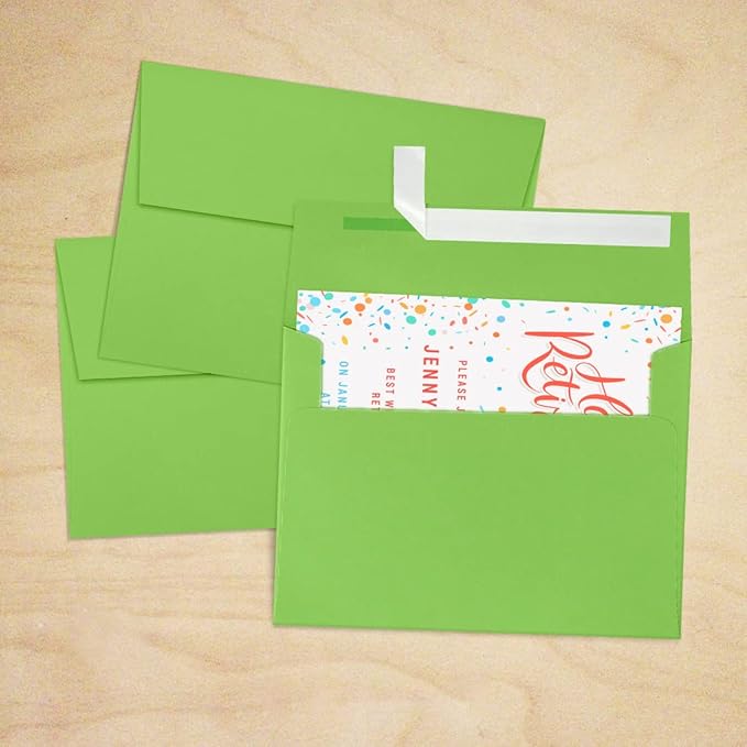 LUXPaper A7 Invitation Envelopes | Peel & Press | 5 1/4" x 7 1/4" | Limelight Green | 80lb. Text | 500 Qty