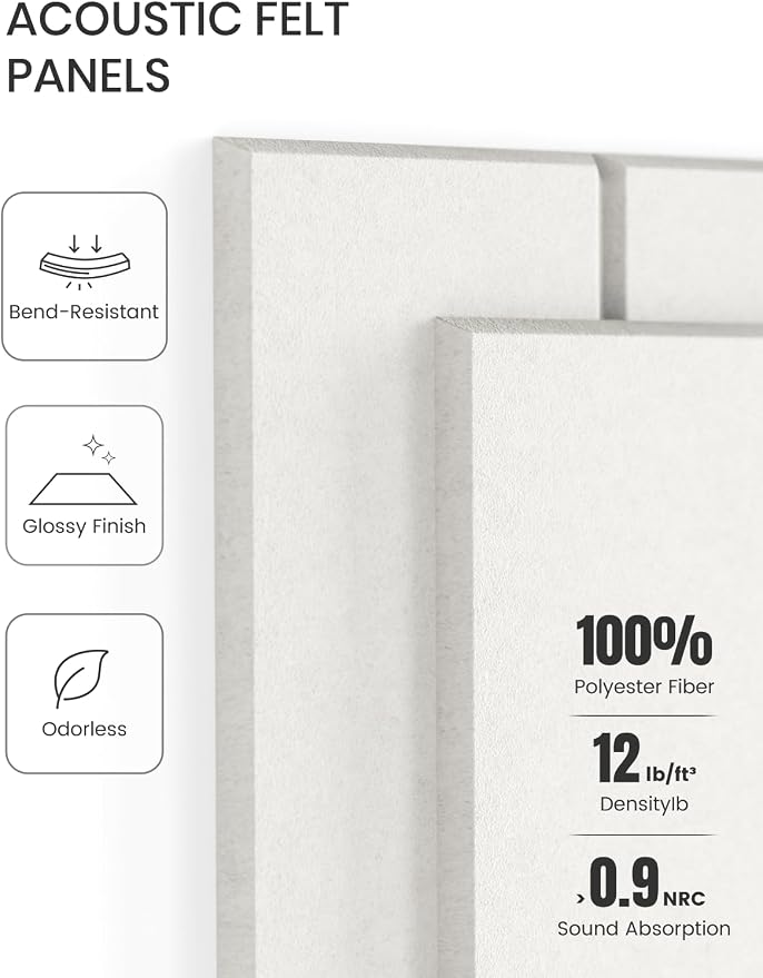 Fluxynara Felt Bulletin Board & Cork Board Alternative, Milky White | 48" x 36" Pin board, Removable Adhesive Tabs, Easy Install Without Wall Damage, For Home Office Decor