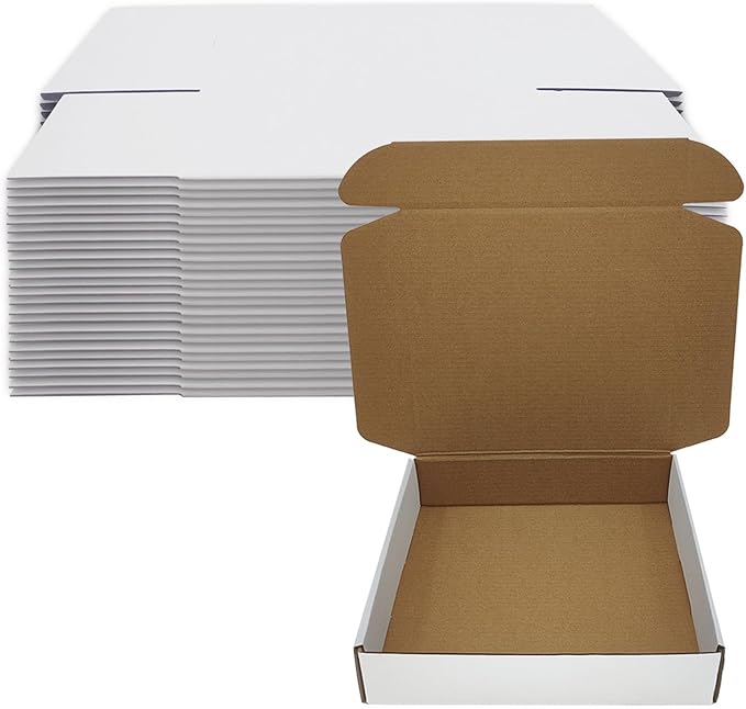 9x8x2 inch Shipping Boxes Set of 25， White Corrugated Cardboard Box Mailer Boxes for Packaging Small Business Shipping，Mailing Boxes Bulk for Birthday Wedding Party Book Literature Gift Giving