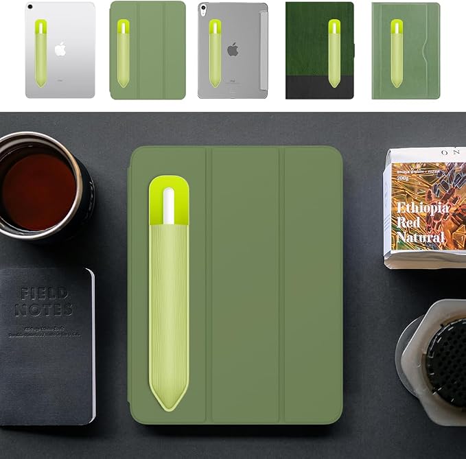 MoKo Adhesive Pencil Case Holder Sticker for Apple Pencil, Tender Green | Elastic Pencil Pocket Pouch, Adhesive Sleeve, Attached to iPad Case, For Pro/USB-C/1st/2nd Gen and Similarly Stylus Pens