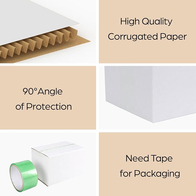 RLAVBL 6x4x4 Shipping Boxes Set of 40, White Corrugated Cardboard Box for Packing, Mailing, Business