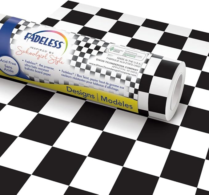 Fadeless Schoolgirl Style Bulletin Board Paper, Retro Hopscotch, 47.25" x 12', 1 Roll