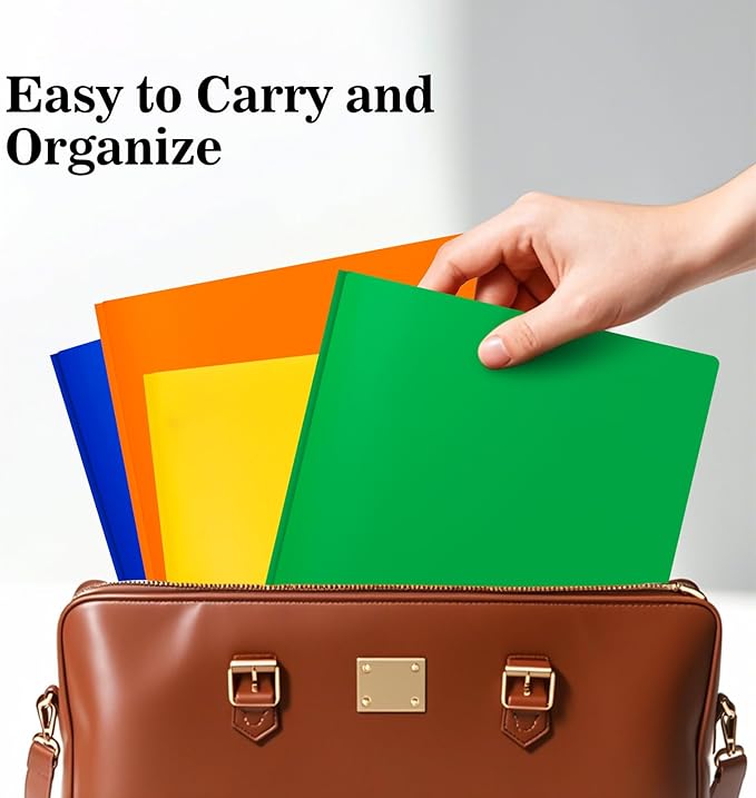 72-Pack Plastic Folders with Pockets and Prongs,2-Pocket Folders with 3 Fasteners, Holds 8-1/2" x 11" Paper for School/Office/Home, Green
