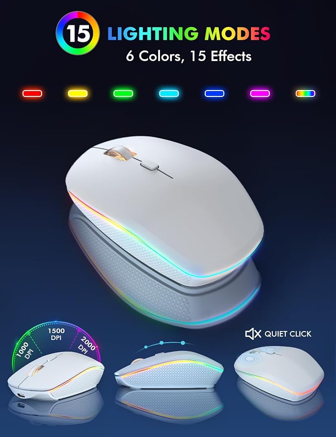 Wireless Keyboard and Mouse Combo with RGB Backlit, Rechargeable | Light Up Letters, Full-Size, Soft Typing, Sleep Mode, 2.4GHz Quiet Keyboard Set for Mac, Windows, Laptop, PC, Trueque KM42Pro