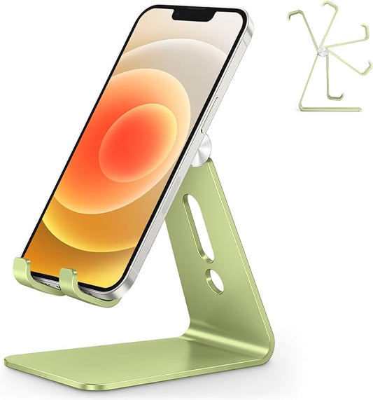 OMOTON Adjustable Cell Phone Stand, C2 Aluminum Desktop Phone Dock Holder Compatible with iPhone 15 14 13, SE, XR, 8 Plus 7 6, Samsung Galaxy, Google Pixel and More