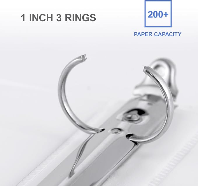 ViVin 1 Inch Binders 3 Ring, Sturdy 3 Ring Binder, 24 Pack Bulk, White | PVC-Free, Fits 200 Sheets of 8.5'' x 11'' Paper, Clear View Cover, 2 Interior Pockets, Office Home School Use