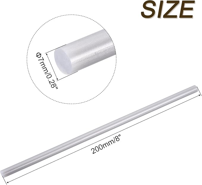 uxcell 30pcs Full Size Hot Glue Gun Sticks 8-inch x 0.27-inch High Sticky Small Hot Glue Sticks for Glue Gun, Metallic Silver
