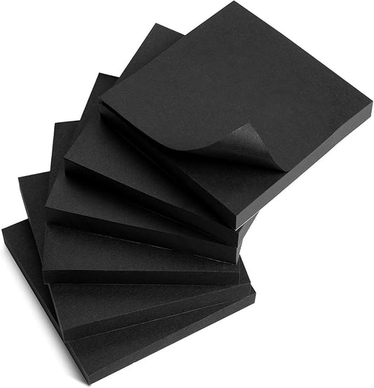 Black Sticky Notes 3x3 in,100 Sheets/6 Pads for Office, School, Home | Widen the Adhesive Area,Super Self-Stick Notes,600 Sheets Aesthetic Sticky Pads