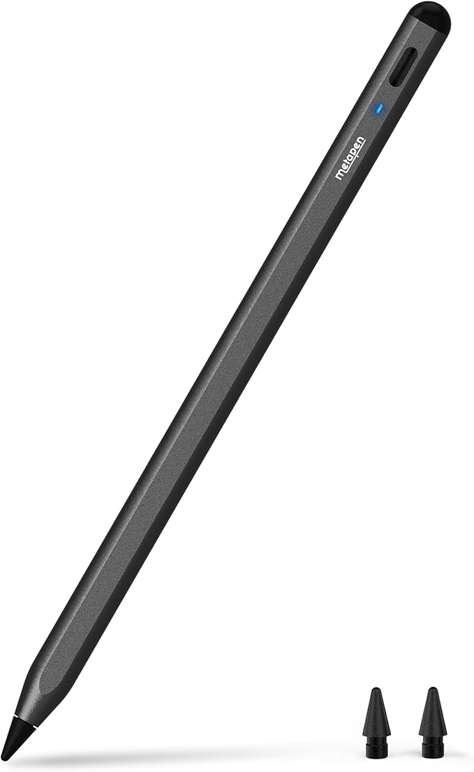 Metapen Pencil A8 for Apple iPad 2018-2026, (2X Faster Charge), Tilt Sensitivity, Pixel Precision, Stylus Pen for iPad 11/10/9/8/7/6th Gen, Pro 12.9/11/13-inch M4, Air 3/4/5/M2/M3, Mini 5/6th, Black