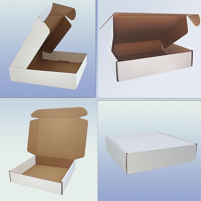 9x8x2 inch Shipping Boxes Set of 25， White Corrugated Cardboard Box Mailer Boxes for Packaging Small Business Shipping，Mailing Boxes Bulk for Birthday Wedding Party Book Literature Gift Giving