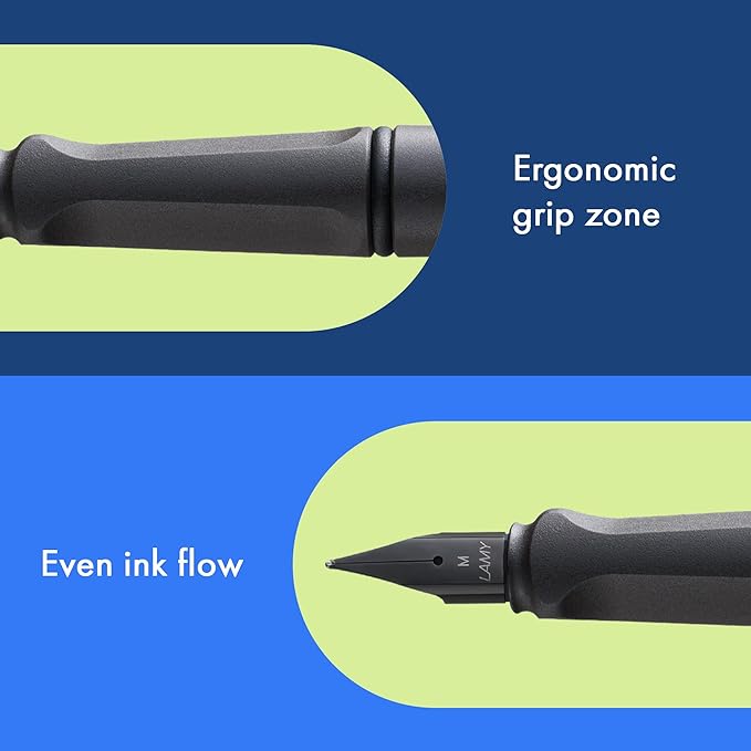 LAMY safari umbra - Fountain Pen with ergonomic grip & polished steel nib in size F - ideal for any Writing & Calligraphy - including LAMY T 10 blue cartridge - Right-Handed