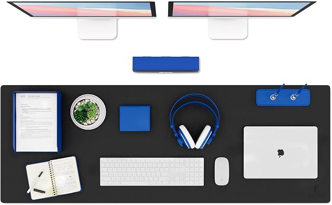 K KNODEL Extra Large Desk Mat, Leather Mouse Pad (47.2"x17", Black) | Desk Pad, Keyboard Pad, Computer and Laptop Mat, Desktop Protector and Cover, Writing Pad and Blotter for Home Office