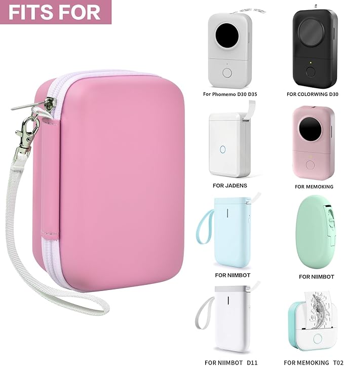 PAIYULE Hard Carrying Case for Phomemo D30 D35 Label Maker, Label Printer Case for Nelko P21, for NIIMBOT D110 D11, for Marklife P11 P12, for SUPVAN E10, Protective EVA Storage Bag with Mesh Pocket