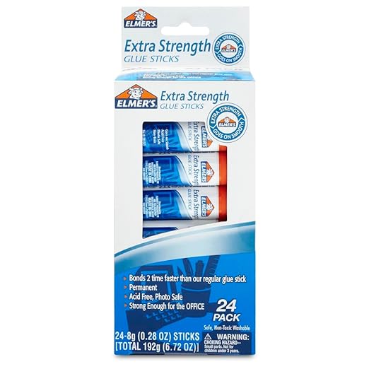 Elmer's Extra Strength Glue Sticks, Washable, 8 Grams, 24 Count - Poster, Vision Board, Back to School Supplies, #1 Teacher Brand