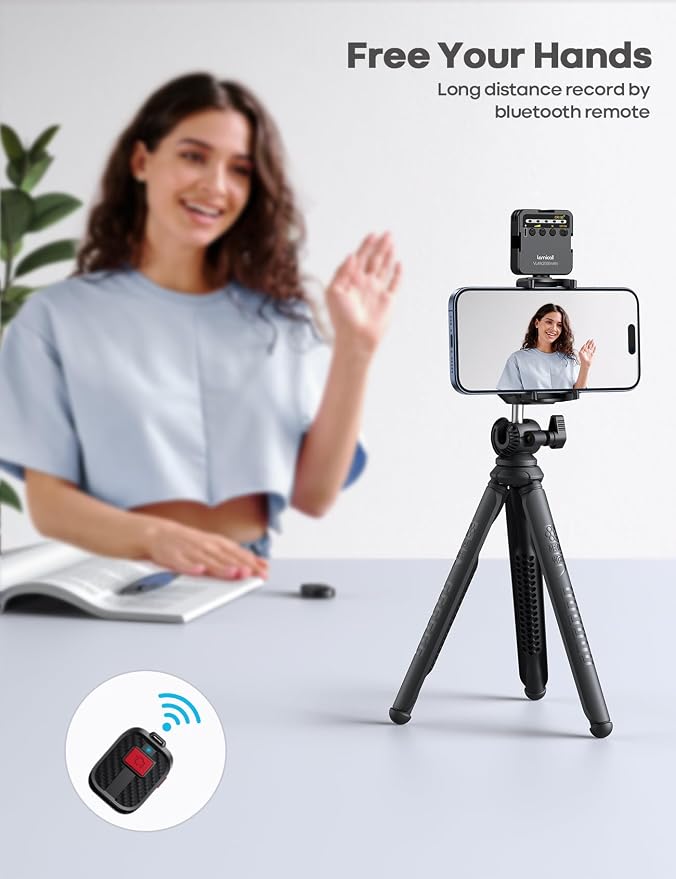 Lamicall Tripod for Camera with Wireless Remote 8-Strand Aluminum Core | Flexible Silicone Legs, Heavy-Duty Phone Stand with 1/4'' Screw & Cold Shoe for iPhone Pocket 3/4 Samsung GoPro DSLR Camera