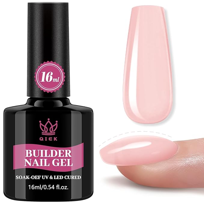 Gel Nail Polish Builder, 8-in-One Builder Pink Nail Polish Strengthener Glue Apex Enhancement Extension Hard Building Nude Gel LED Lamp Cured Rubber Base Coat for DIY Beginner & Salon Manicure
