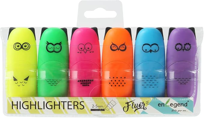 enlegend 6 pieces Cute highlighters Bird Design Kawaii Stuffs Mini Highlighters Pen Neon Color Chisel Tip Gift Highlighter Marker - stocking stuffers - gift for kids