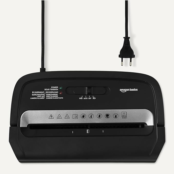 Amazon Basics Paper Shredder, 6-Sheet Micro-Cut, P-4 Security Level,3.7 Gallon, Black, for Home Office