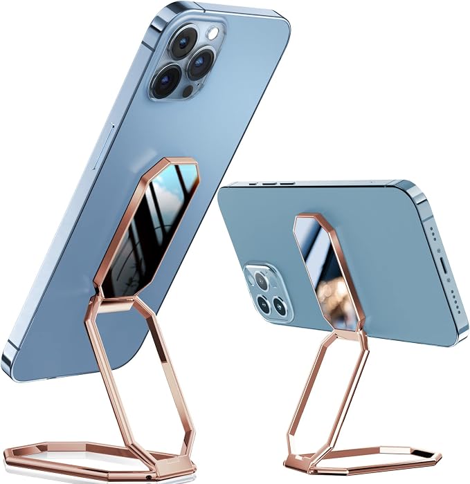 A-LuGei 𝗙𝗼𝗹𝗱𝗮𝗯𝗹𝗲 & 𝗔𝗱𝗷𝘂𝘀𝘁𝗮𝗯𝗹𝗲 Phone Kickstand Ring Holder, Magnetic Cell Phone Grips, Phone Stand for Desk, Adhesive Phone Holder for Hand, 360° Rotation Ring for Back of iPhone Case