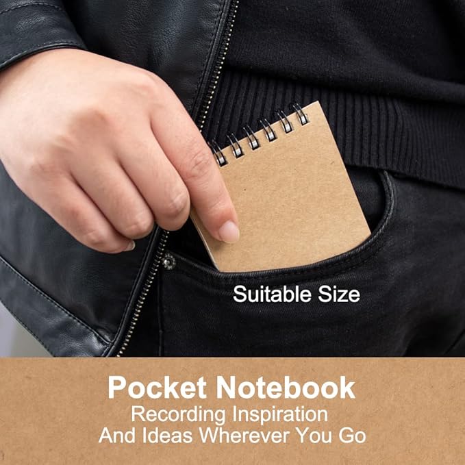 Pocket Notebooks, 3x5 Small Notepads, Mini Top Spiral Notebook, Little Size, Lined College Ruled Paper, Tiny Memo Pads for Home, Office, Work, School, Meeting, or Travel,6 Pack