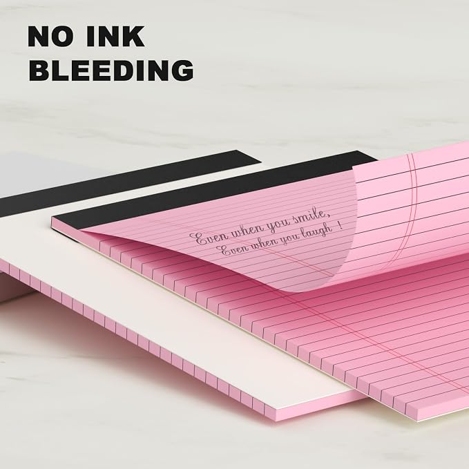 AILZFEI Pink Purple Legal Pads 8.5 x 11 Wide Ruled, Note Pads 30 Sheets/Pad, 20lb Colored Notepad Paper, Perforated Notepad with Sturdy Back