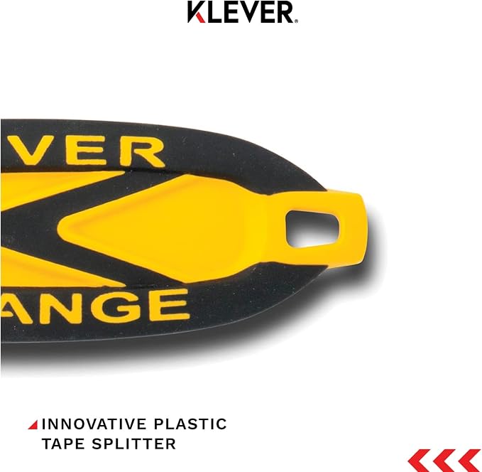 XChange Box Cutter, Klever Kutter Package Opener Wide Cut Head, Ergonomic Soft Touch Handle Utility Knife, Cuts Thicker Substrates, Boxes, Film, Tape and More, Yellow, 10 Pack (KCJ-XC-30Y)